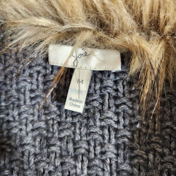 Joie Faux fur sweater cardigan coat wool yak blend - Picture 2 of 11